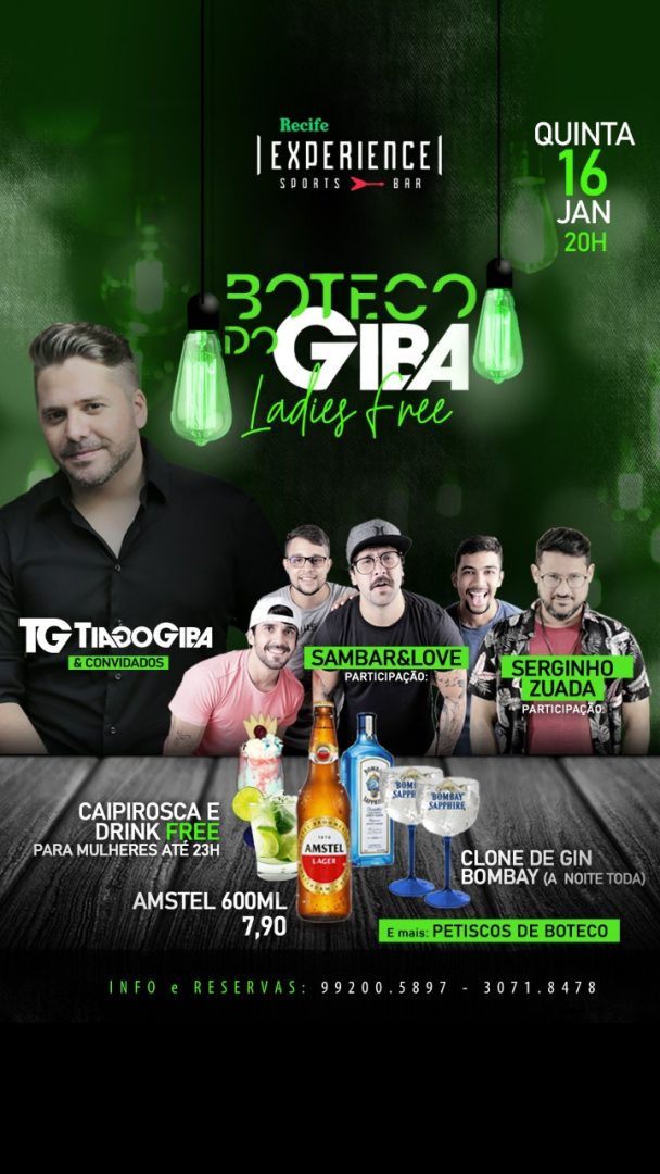 Tiago Giba lança projeto Boteco do Giba em novo bar da Zona Norte do Recife
