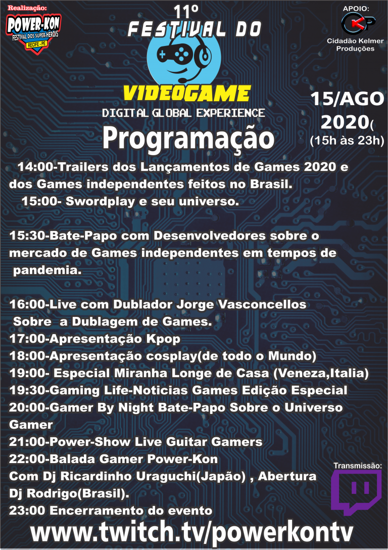 Edição Global do Power-Kon Recife terá atrações de Pernambuco até o Japão neste sábado 15/Ago.