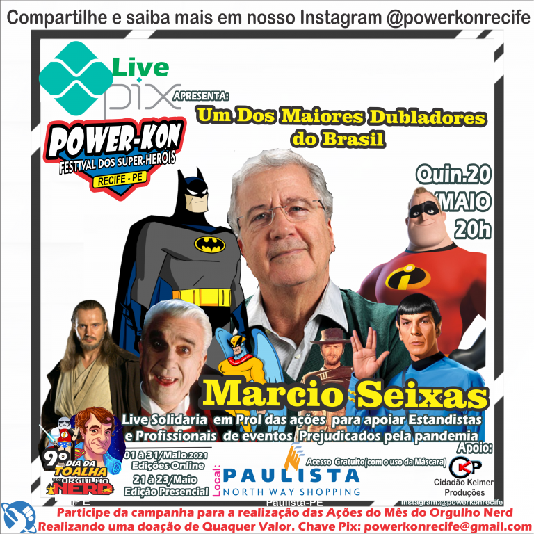 Dublador do Batman fará Live Solidária para Pernambuco em prol dos profissionais de eventos e comerciantes Geeks nesta Quinta(20)