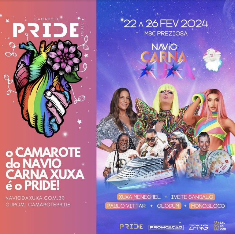 Camarote Pride embarca com exclusividade no Navio da Xuxa