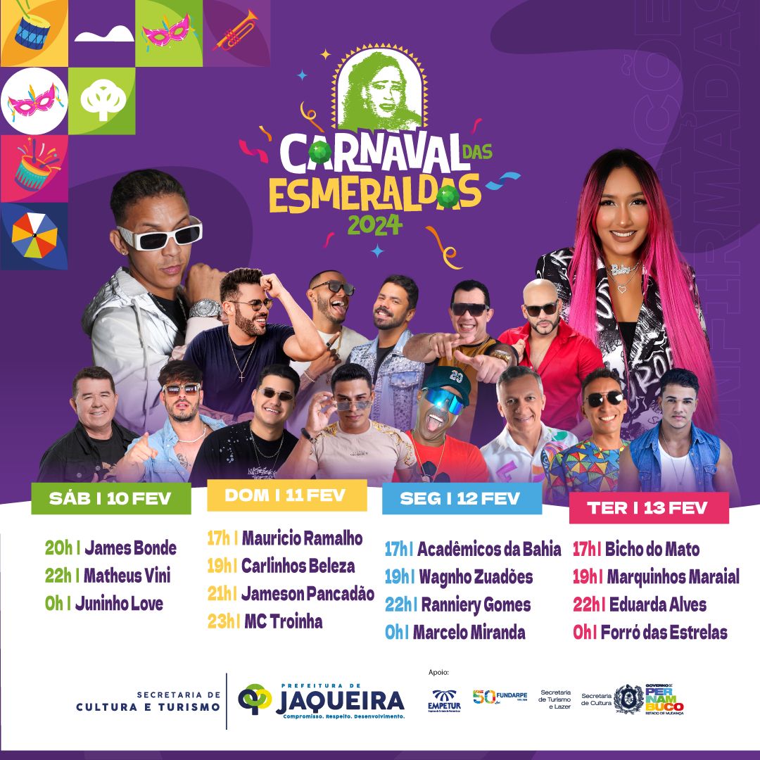 Prefeitura de Jaqueira divulga programação do Carnaval 2024
