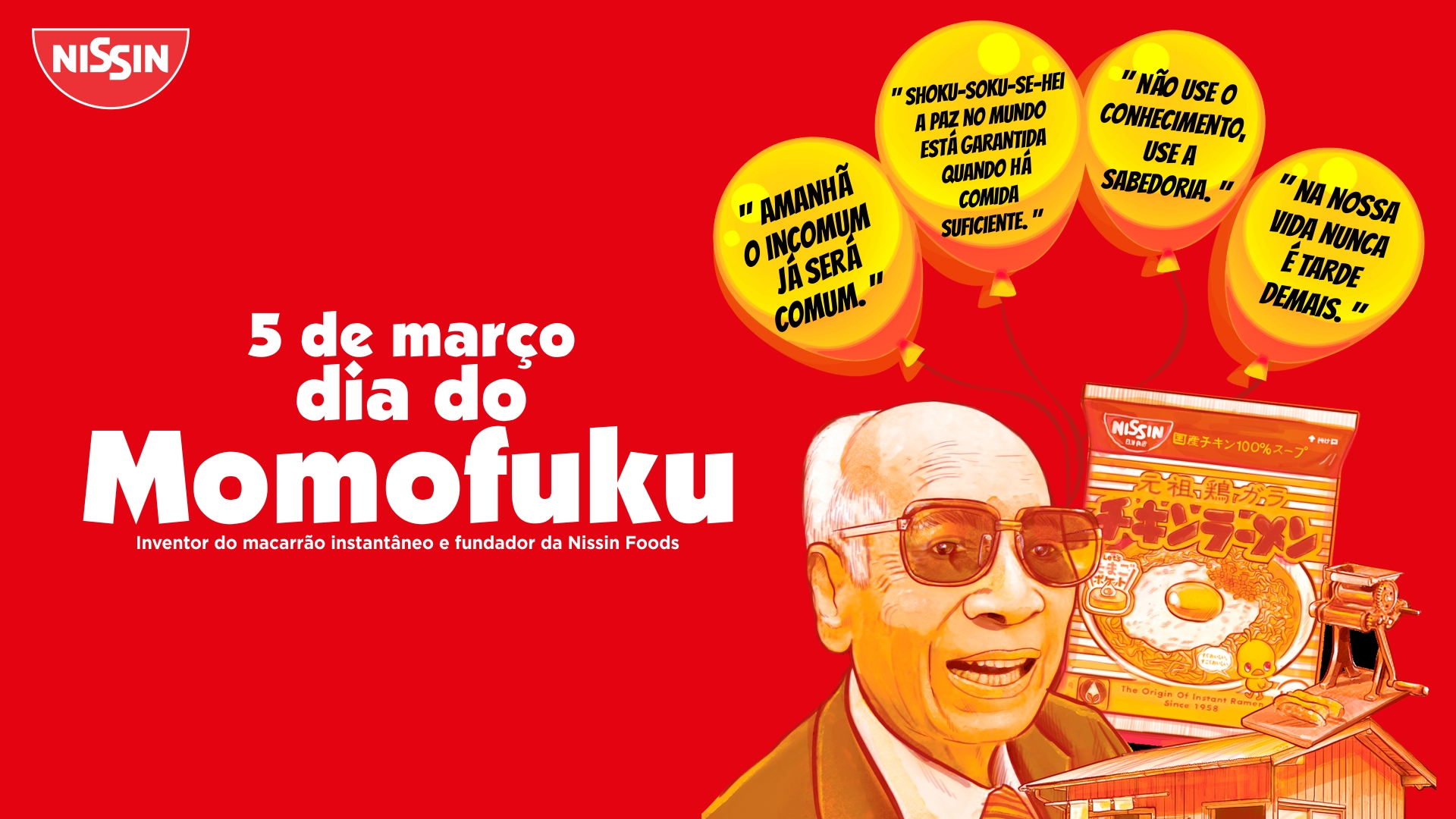 NISSIN celebra o Dia do Momofuku Ando, criador do macarrão instantâneo